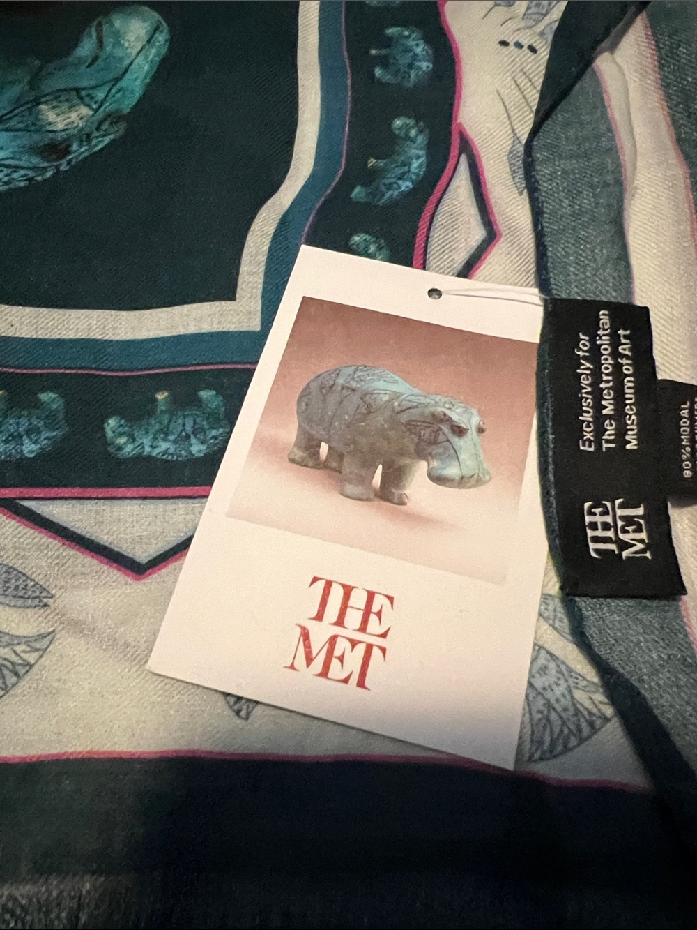 NWT The Met Teal & Cream Modal & Cashmere Scarf - Picture 3 of 10